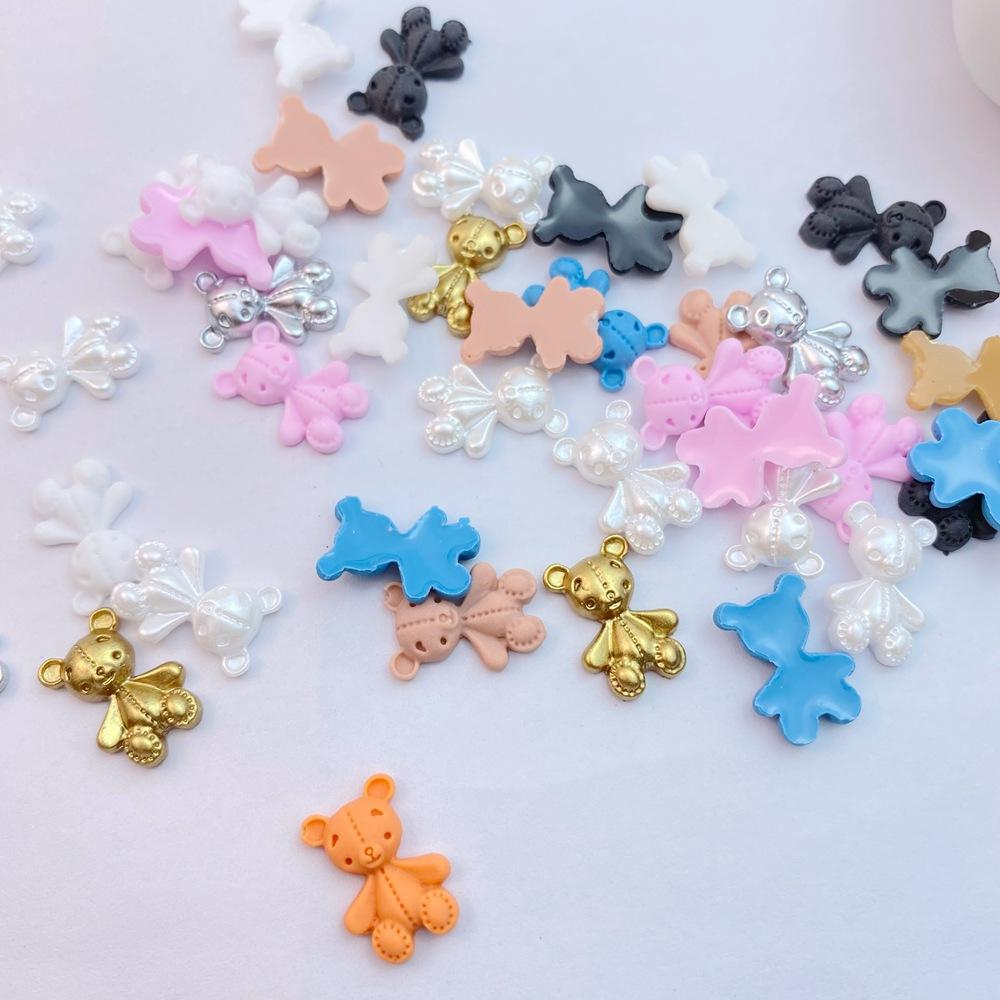 50Pcs New Cute Resin Mini Little Bear Collection Flat Back Parts Embellishments For Hair Bows Nail Enhancement Accessories