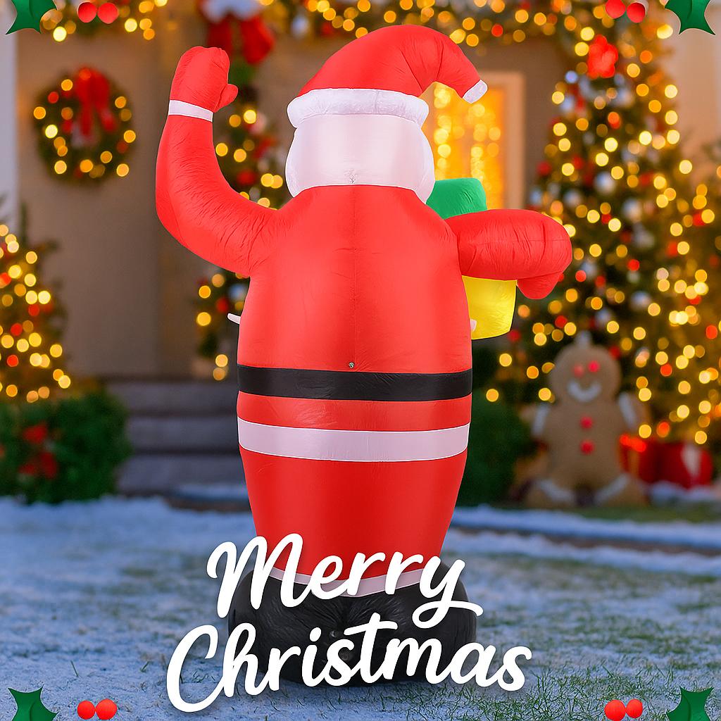 5.91FT Christmas Inflatable Toys Xmas Yard Lawn Party Decoration Santa Claus Gift Home Supplies Ornament Festive with LED Lit