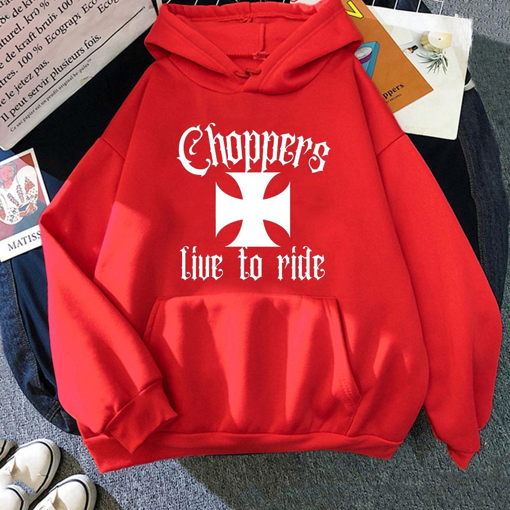 

West Coast Choppers Cross Graphic Hoodies Поп Harajuku Світшот для осені/зими Готичний одяг Moletom М’які пуловери L червоний