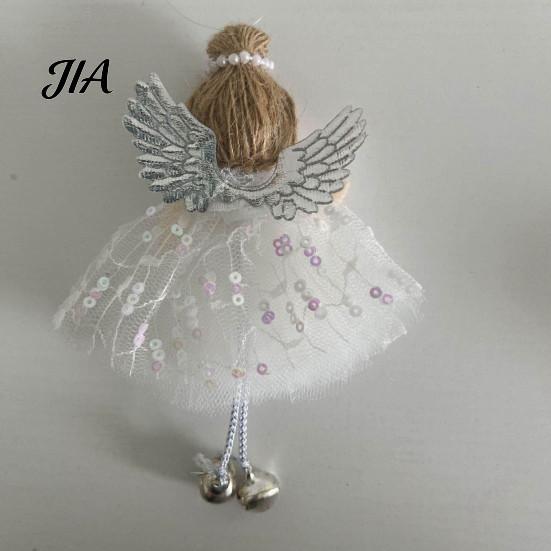 Pastel Christmas Tree Decor Angel Ornaments, Cute Plush Doll Pendant with Soft Furnishing Party Accents Bell for Tree, Holiday Home Simple Scene