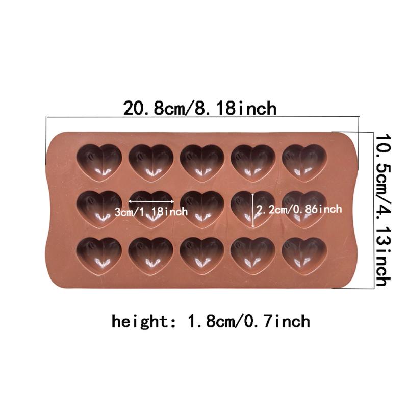 15 Cavity Love Silicone Chocolate Mold Heart Candy Jelly Baking Ice Cake Mould Candle Soap Making Valentine'S Day Gifts