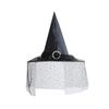 Halloween Witch Hat with Silver Buckle & Gauze - Kids & Adults Costume Accessory