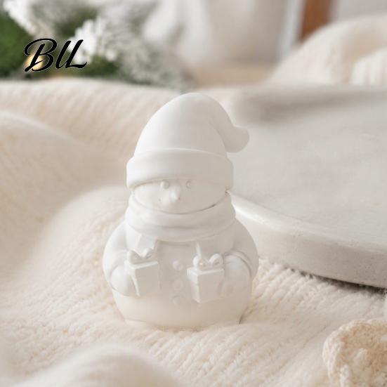 3D Printed Holiday Crafts Snowman Figurine Holding Gift Boxes, DIY Paintable Christmas Small Statue for Shelves Ornament, Cute Winter Desktop
