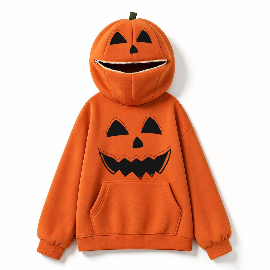 Unisex Kids Halloween Pumpkin Print Hoodie Sweatshirt Retro Top