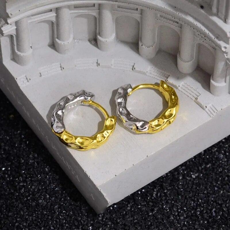 

ANENJERY металлические серебряные золотые серьги-кольца для женщин с пряжкой для ушей Ins, модные ювелирные изделия, подарки