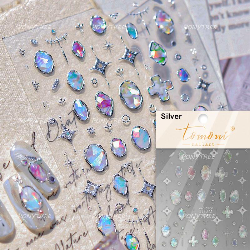 Punk Silver Metal Line Star Flower Love Colorful Butterfly Nail Art Stickers Horror Halloween Decorations Manicure Decals