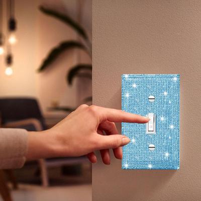 2Pcs Placa de parede de tomada de strass Placa de interruptor de luz de alternância única Home Office Sala de estar Banheiro Cozinha Tampa de tomada de receptáculo decorativa