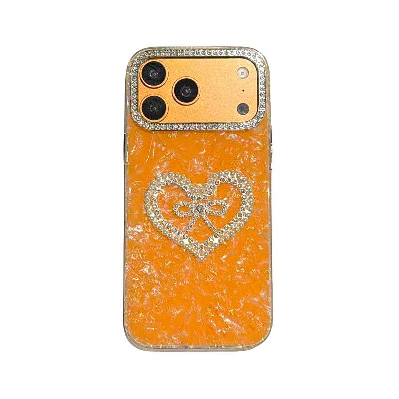 Electroplated Heart Rhinestone Bow Case for iPhone 17 Pro Max & 16