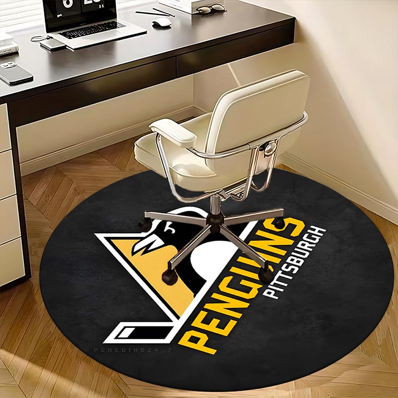 Penguins Hockey Puck Chair mat Round Rug-Office carpet, Non-slip, Suitable for Living Rooms, Bedrooms decor.1205022a