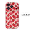 Pink Base Fresh Strawberry Tiny Flower Print Soft Silicone Phone Case Cute Girly Fruit Aesthetic Shockproof Protective Cover For All Iphone Models