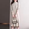 2025 Women's Elegant Half-High Collar Wool Knit Dress for Autumn and Winter