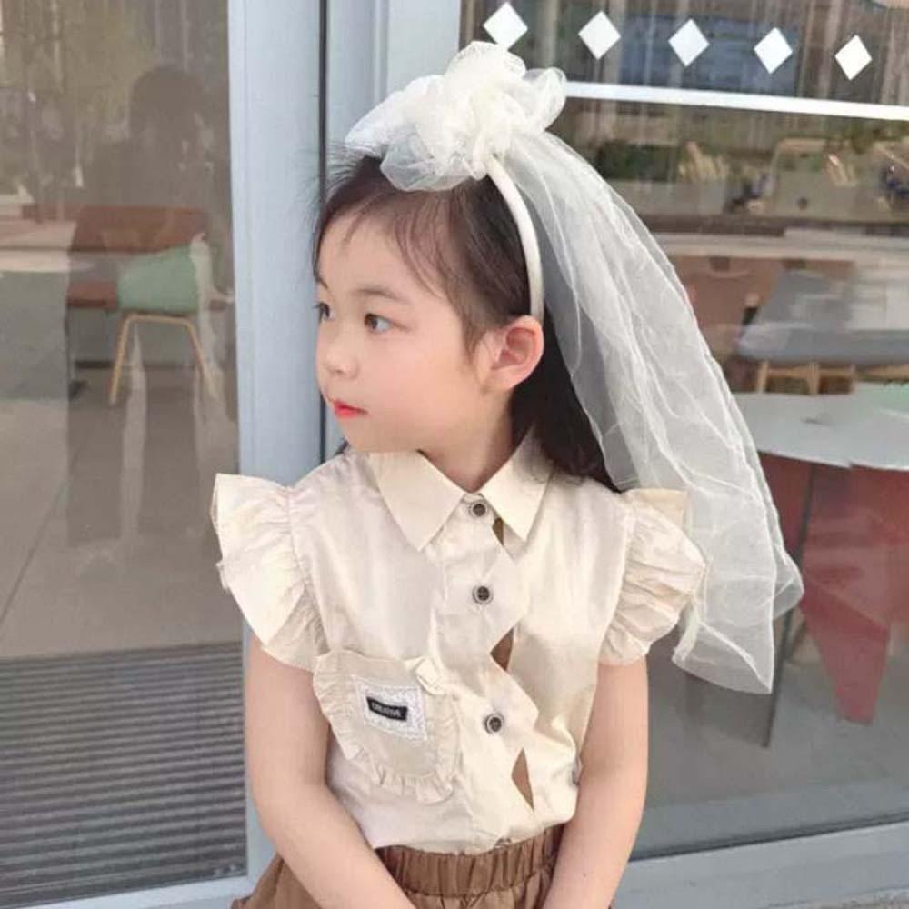 Polyester Girls Head Gauze Mesh Bridal Tulle Fashion Bow Veil Hair Hoop  Hair Accessories