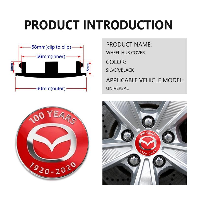 4pcs Car Wheel Hub Center Cover Tire Rim Cap Decoration Sticker For Mazda 3 CX3 CX4 CX5 CX7 CX8 CX9 CX30 RX7 Atenza Axela FF8
