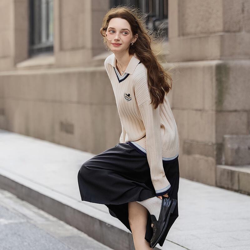 TonLion Women's 2025 A/W Polo Collar Color Block Knit Sweater