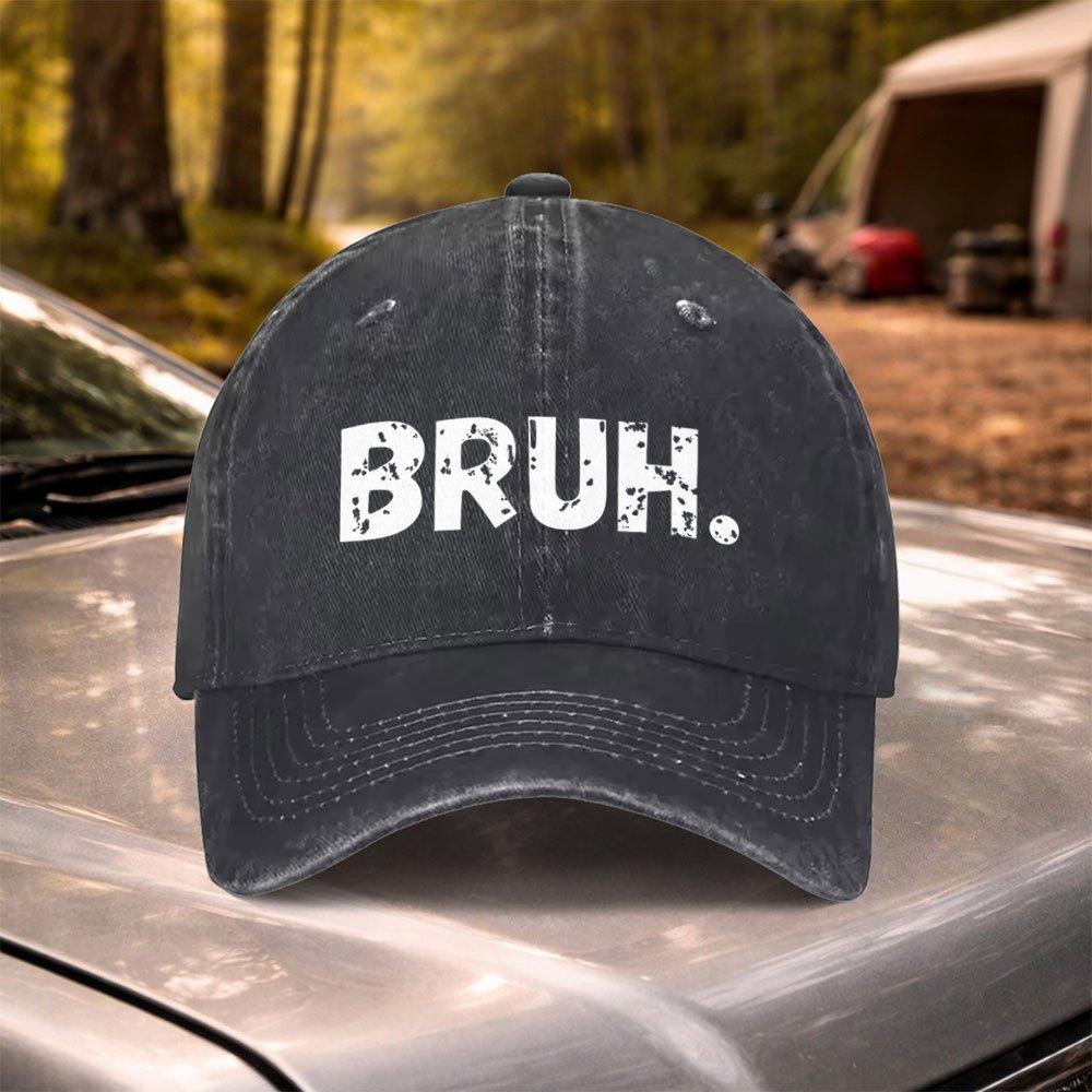 BRUH Print Vintage Washed Adjustable Baseball Cap for Unisex Women  Lightweight Unisex Hat for Festivals Parties Weddings