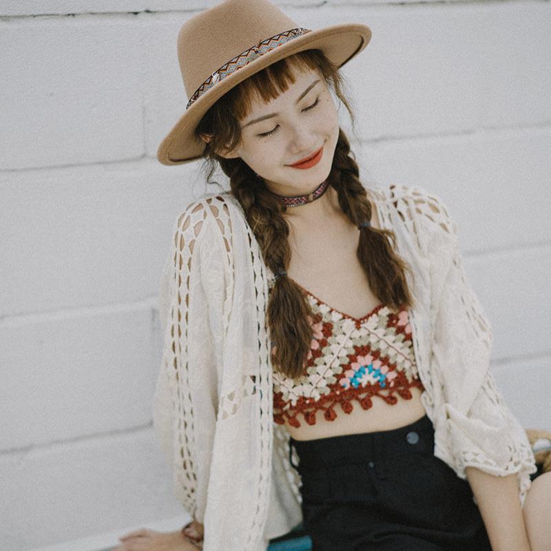 

Women s Plus Size Summer Crochet V-Neck Cardigan: Loose, Retro Batwing Sleeve, Hollow Out Sunscreen Jacket. One Size