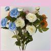 Long Branch Fu Character Fourhead Camellia Artificial Flower For Wedding Decor And Photography Props