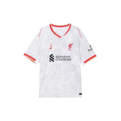 Maillot Vintage Dri-FIT Liverpool FC Mode Logo Manches Courtes Col V Maillot de Football Homme Hauts Blanc Platine Pur Noir FQ2030101