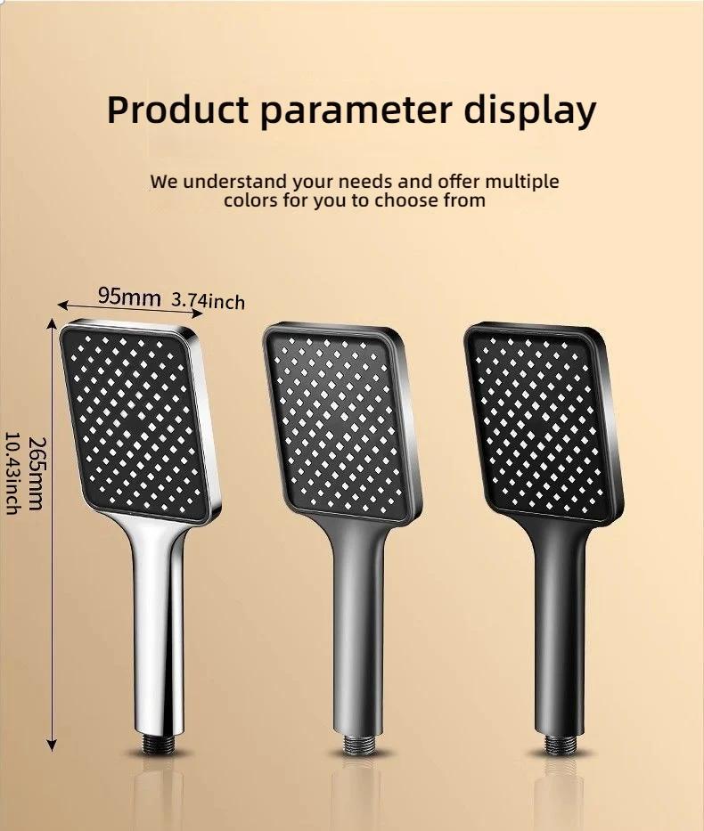 High Pressure Square Shaped Shower Set Large Flow Showerhead Household Bathroom High Pressure Water Saving Shower Set