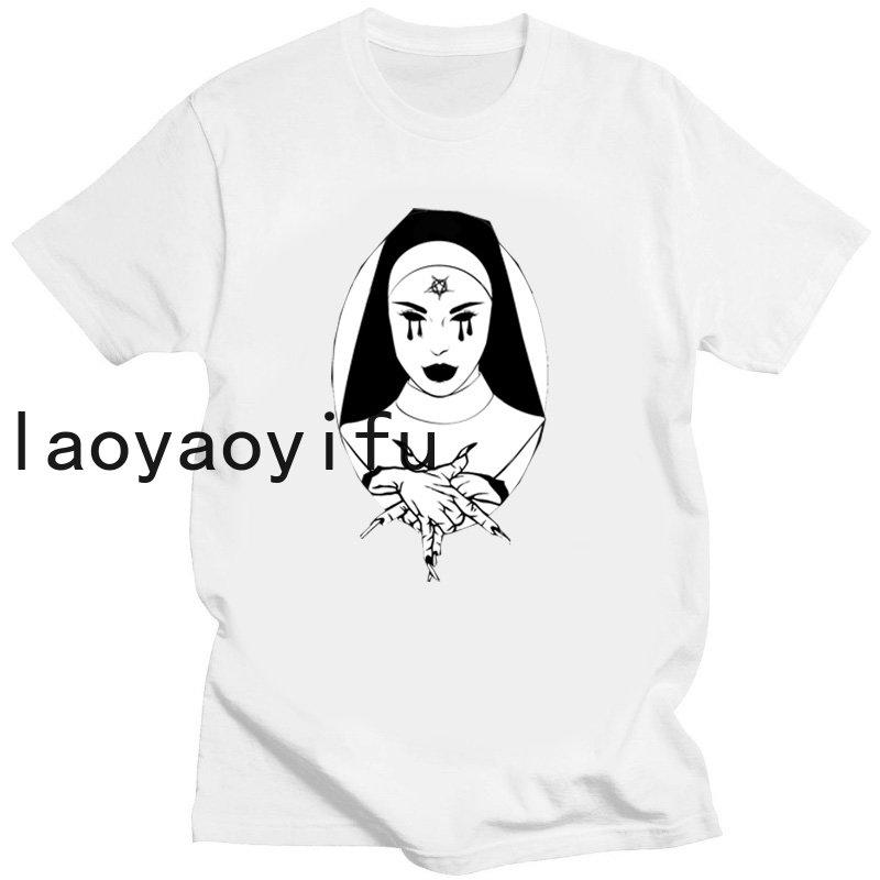 Bad Fun Nun Religion Tshirt New Men Print Aesthetic Shirt O-Neck Short Sleeves Summer Casual Homme O-Neck Tee Shirt Streetwear