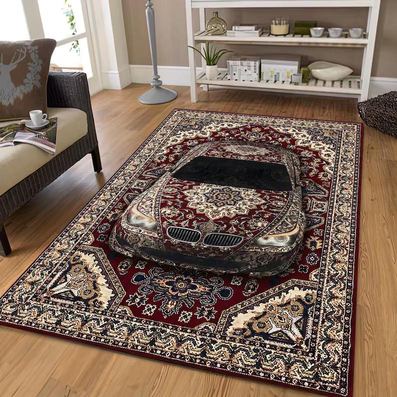 3D Optische Illusion Persischer Teppich für Wohnzimmer Schlafzimmer Flur Heimdekoration Rutschfeste Bodenmatte