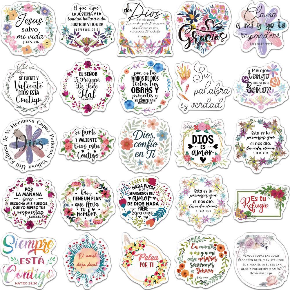 50-Pack Spanish Motivational Stickers for Journals, DIY, Water Bottles & Phone Cases