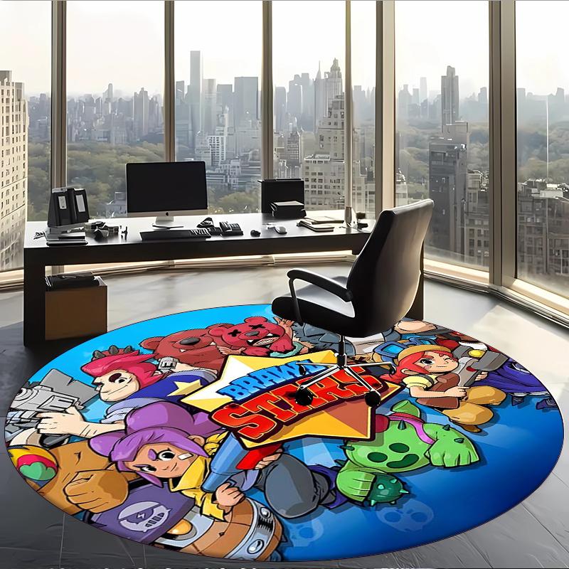 Brawl Stars (5) Round Office Rug Decorative Floor Rug for Office Bedroom Living Room and Home Space