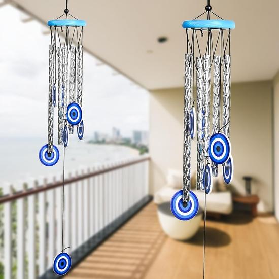 

Crocon Wind Chimes for Garden – Soothing Sound & Elegant Décor | Evil Eye Chimes for Positive Energy | Housewarming & Good Luck Gifts
