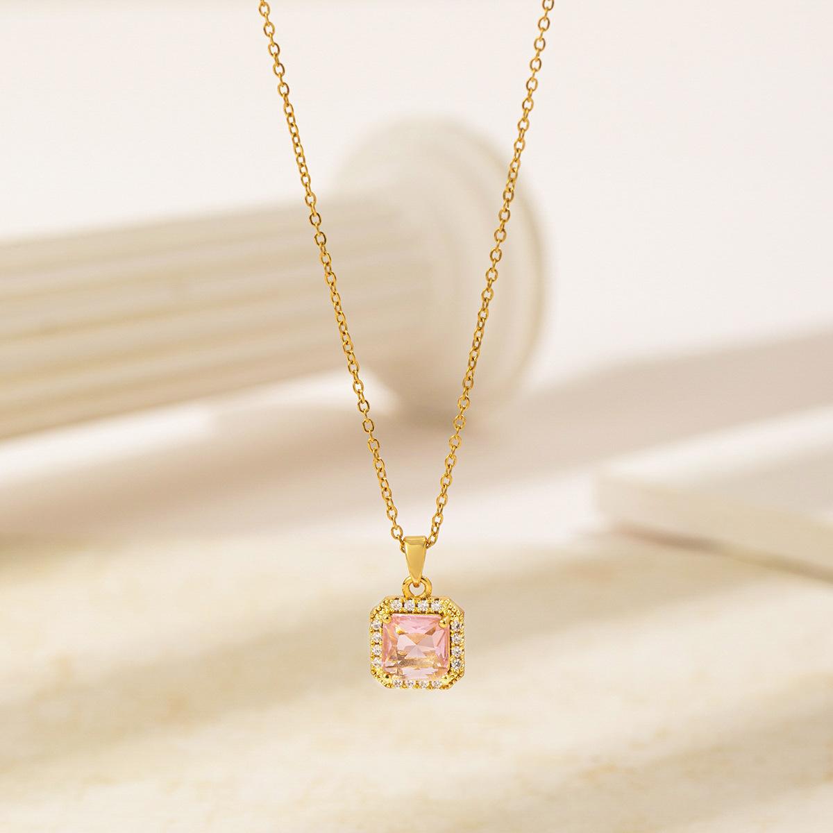 

инс мода ретро популярный горячая распродажа кулон в виде сердца ювелирные изделия прямоугольное капающее циркон таро ожерелье женское