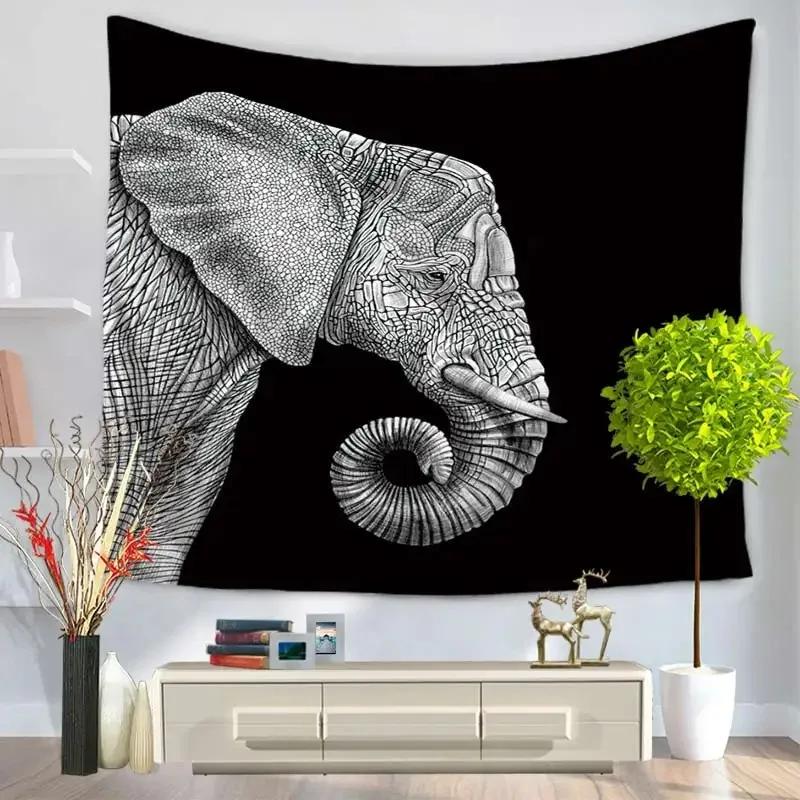 Retro Elephant Painting Hanging Cloth Home Wall Decoration Tapestry Office Living Room Tapestry