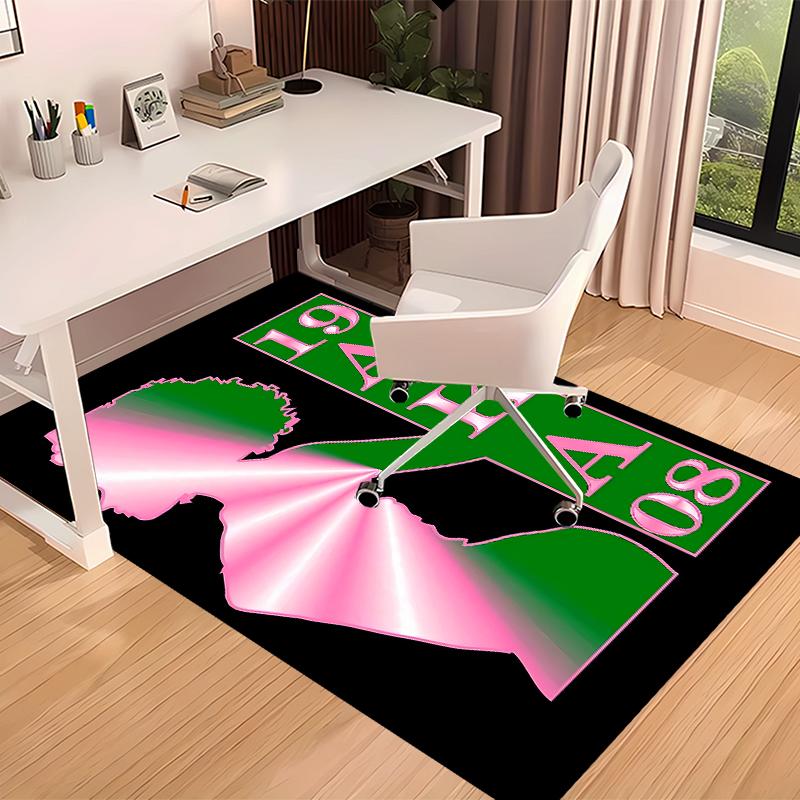 1pc AKA Logo9 Print Area Rug - Soft, Washable Non-Slip Indoor Mat for Office Chairs, Living Room, Home Office Decorative Rug