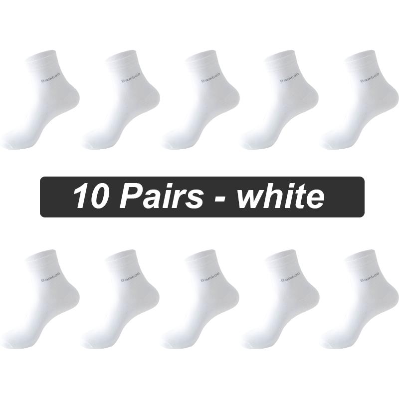 10Pairs/lot Men Bamboo Fiber Socks Casual Black White Business Anti-Bacterial Breatheable Male Sock High Quality Size 38-45