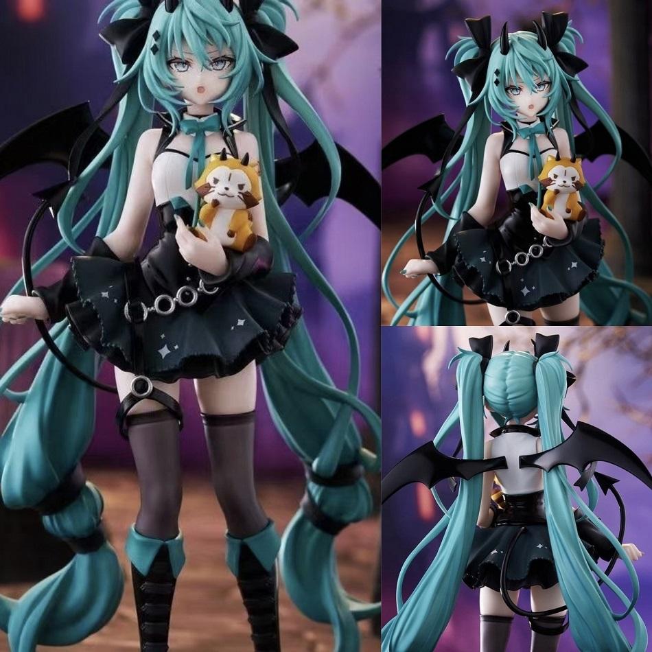Anime Little Devil Hatsune Miku Handmade Little Raccoon Dark Angel Statue PVC Model Animation Peripheral Ornaments Toys Gifts