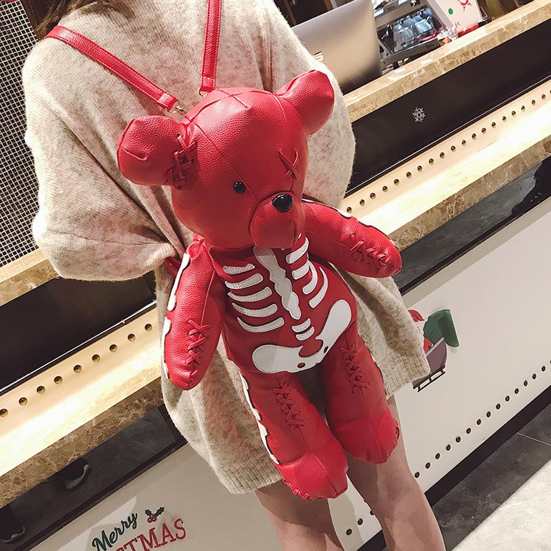Pu Foreign Trade Explicit Four-color Big Bear Double Back Japan and South Korea 2025 New Literary Girl Personality Single Shoulder Crossbody Backpack