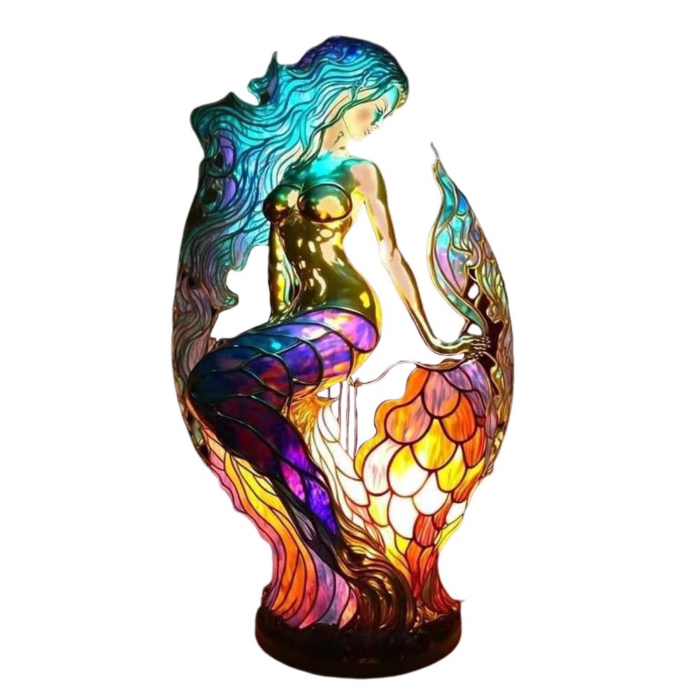 Animal Table Lamp Creative Stained Resin Glass Animal Sculpture Night Light For Living Room Bedroom Home Decoration