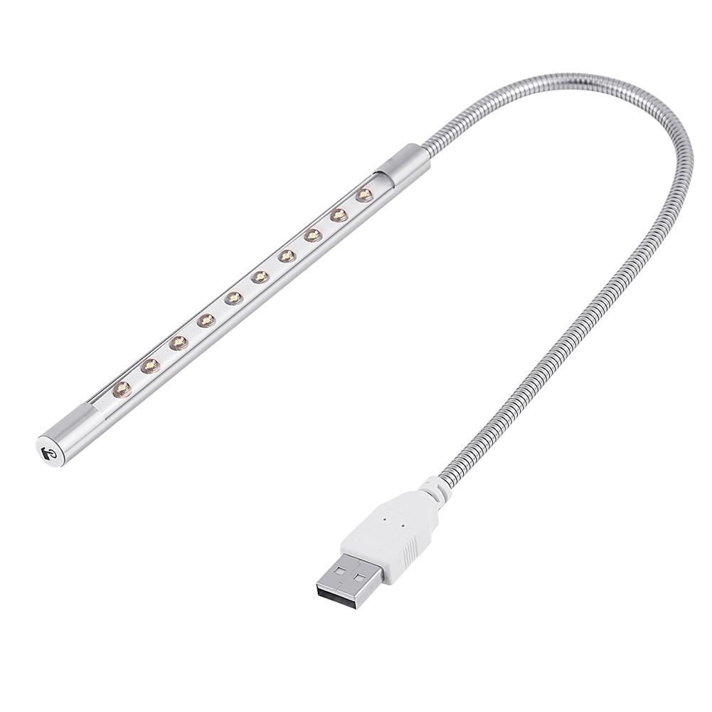 Portable Stylish High Brightness USB 10Pcs LED Lamp Blubs Light for PC  Laptop Silver