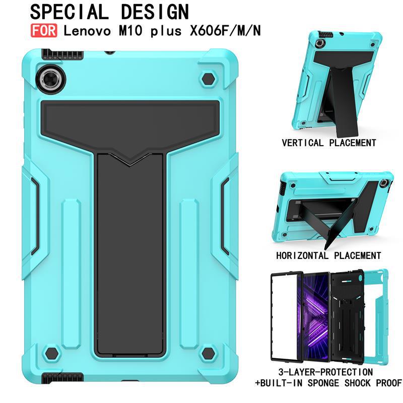 

Lenovo TAB M10 Plus X606F Dual-Color Kids Drop-Proof T-Bracket Case (Also Fits M10 X605) M10 2nd Gen X306
