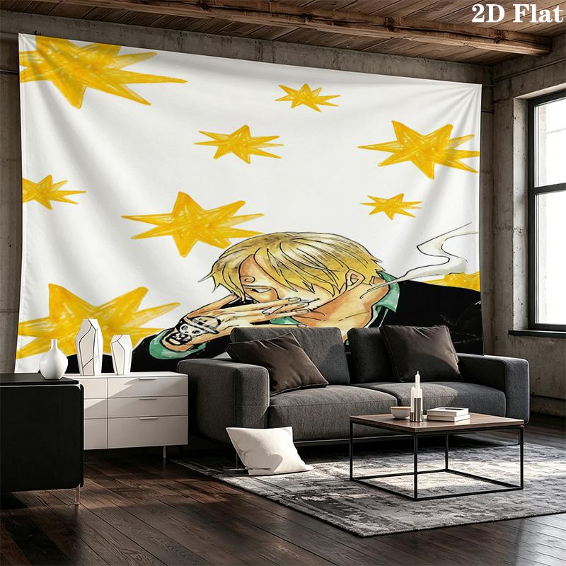 One Piece Sanji Wall Tapestry Aesthetic Wall Hanging Printed Fabric Blanket Decorative Tapestries For Bedroom Living Room Home Decor