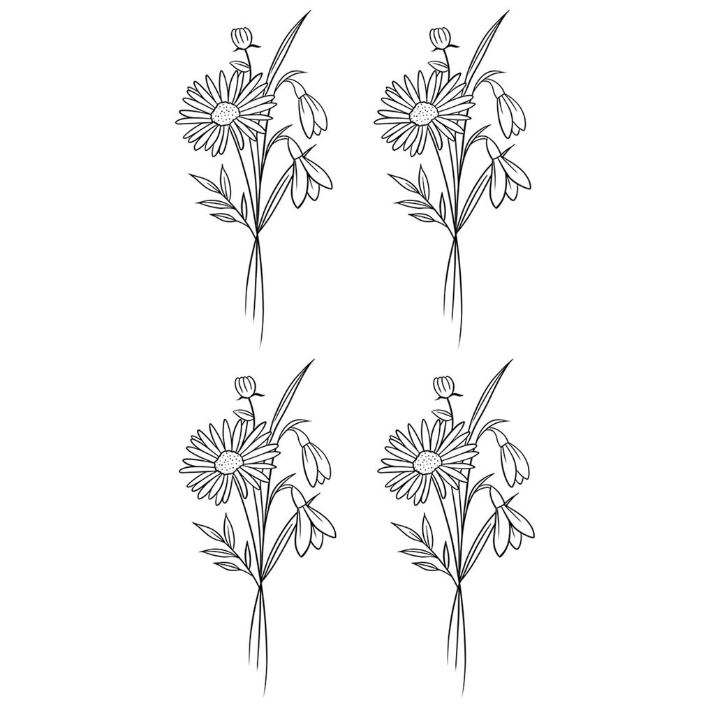 High-End Small Fresh Color Beautiful English Flower Hand Collarbone Simulation Flower Tattoo Sticker