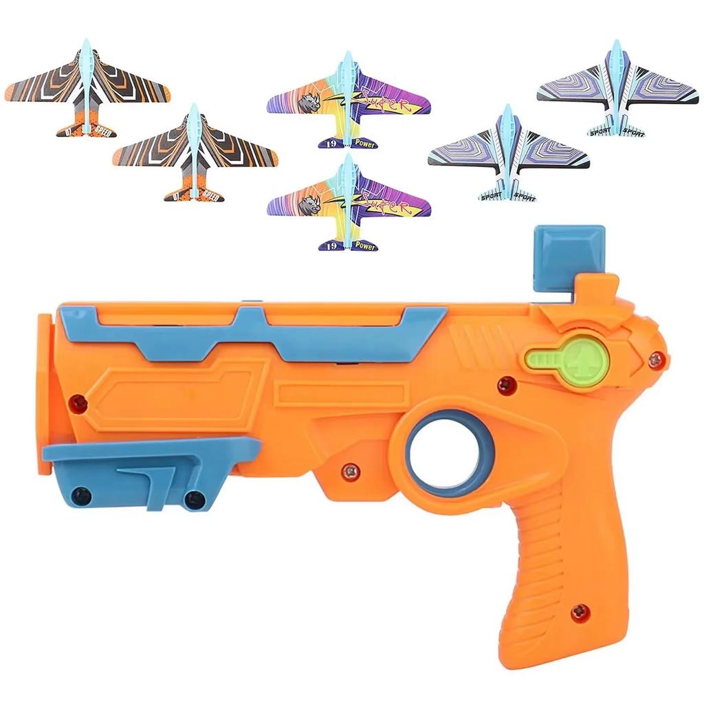 Foam Airplane Launcher Toy for Kids - Outdoor Flying Glider Catapult Gun, Foam Plane Toy Fun Birthday Gifts for Boys & Girls