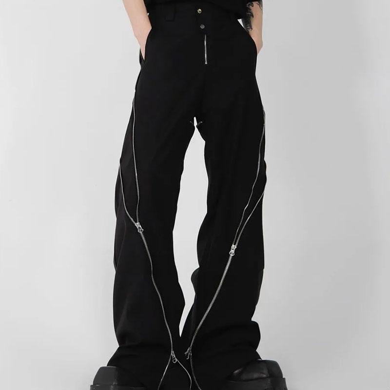 Men s Streetwear Contrast Stitch Cargo Pants Wide Leg Baggy Casual Trousers Y2K Hip Hop Pants M