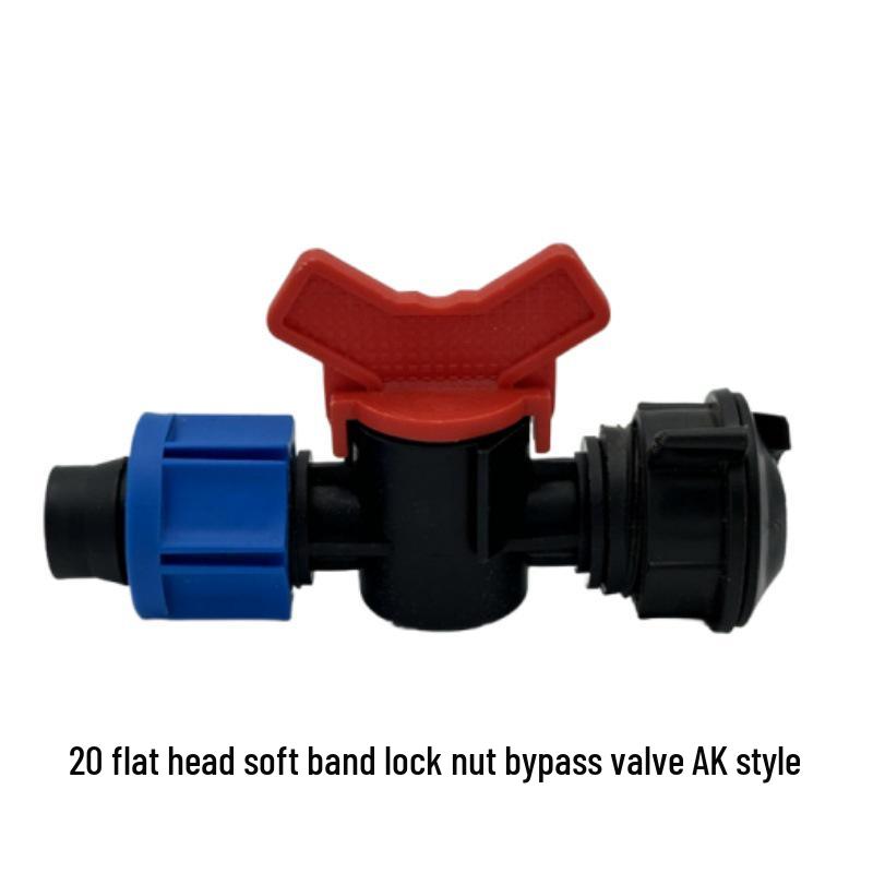 PE Pipe Valve Dripper, Greenhouse Drip Irrigation Connector with Switch Lock Nut and Bypass Male Thread Valve