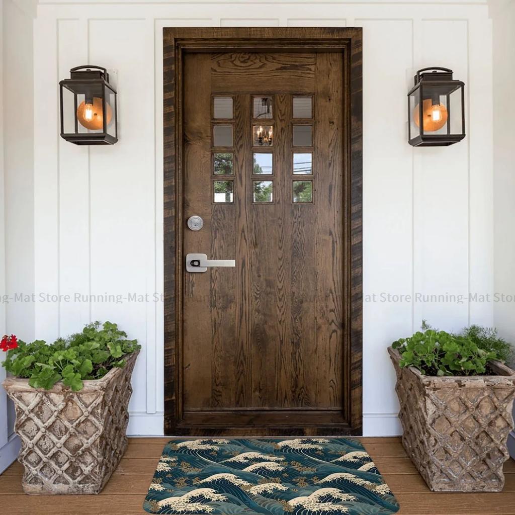 Japanische Welle Badezimmer Rutschfester Teppich Die große Welle vor Kanagawa von Hokusai Schlafzimmermatte Eingangstürmatte Bodendekor Teppich