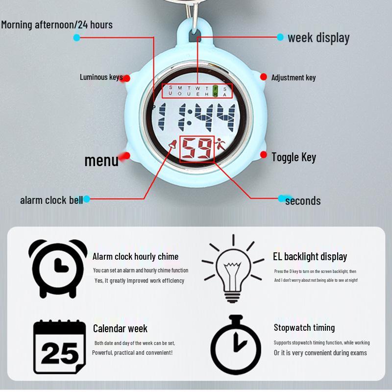 Luminous Retractable Clip-On Nurse Watch for Medical Professionals