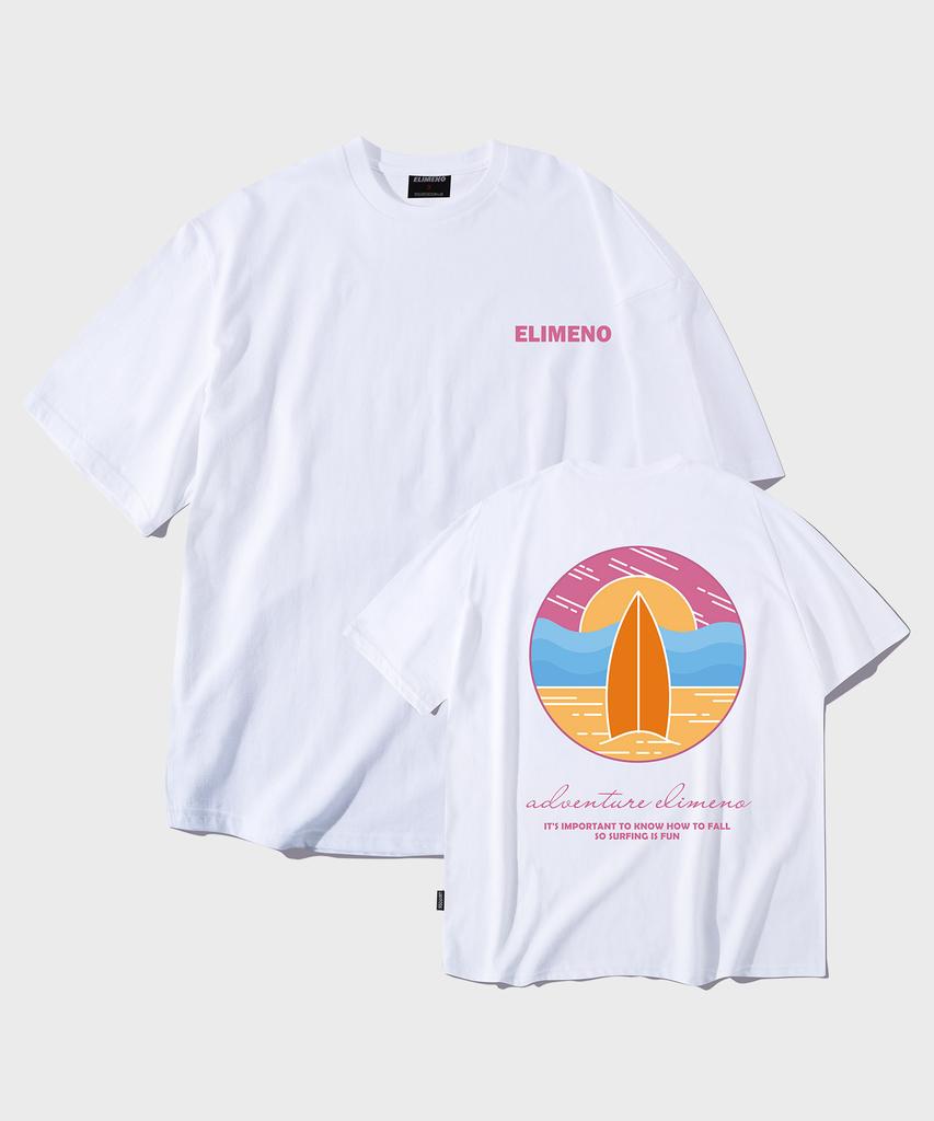 ELIMENO El Surfing Artwork Oversized Short Sleeve T-Shirt White