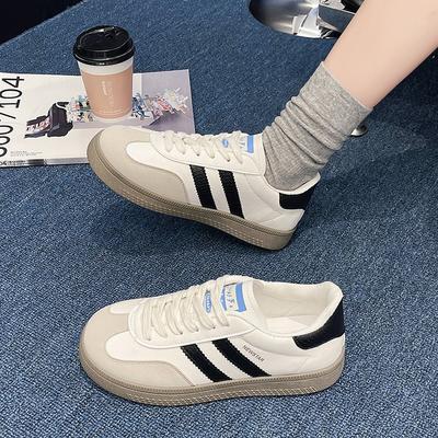 Retro deutsche Trainingsschuhe Damen Herbst 2024 neu vielseitig ins flachsohlige Schnür-Freizeit-kleine weiße Schuhe