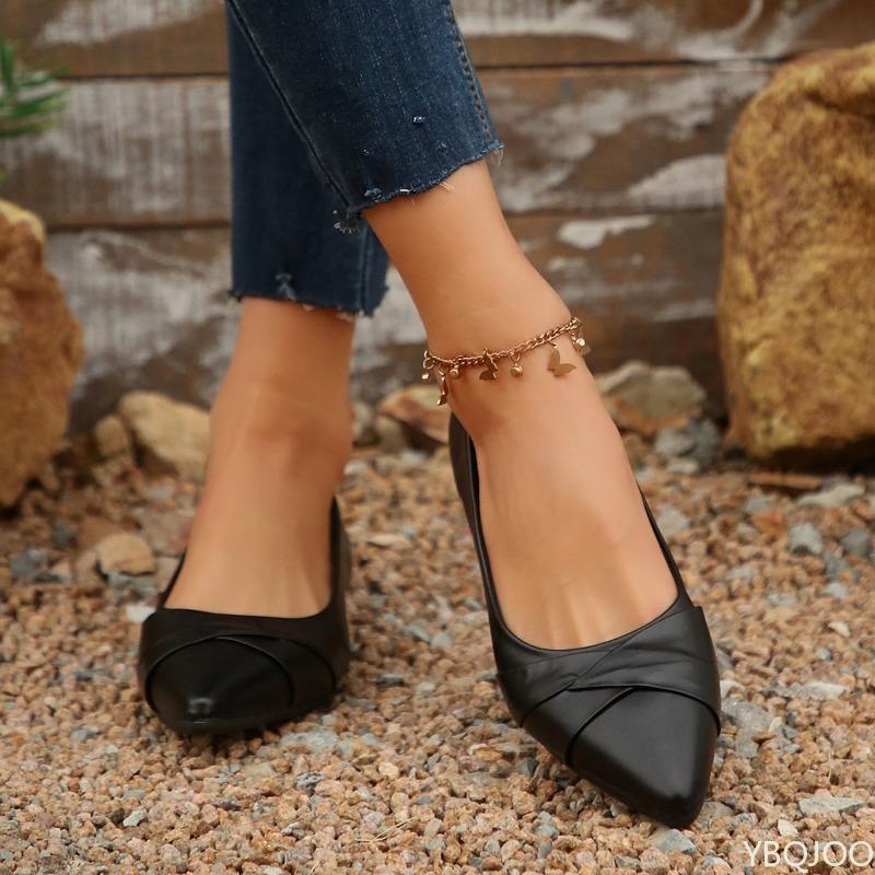 Women's Spring New Shallow Mouth Fashionable Versatile Flats Casual Comfortable Soft Bottom shoes Elegant Simple Work Shoes