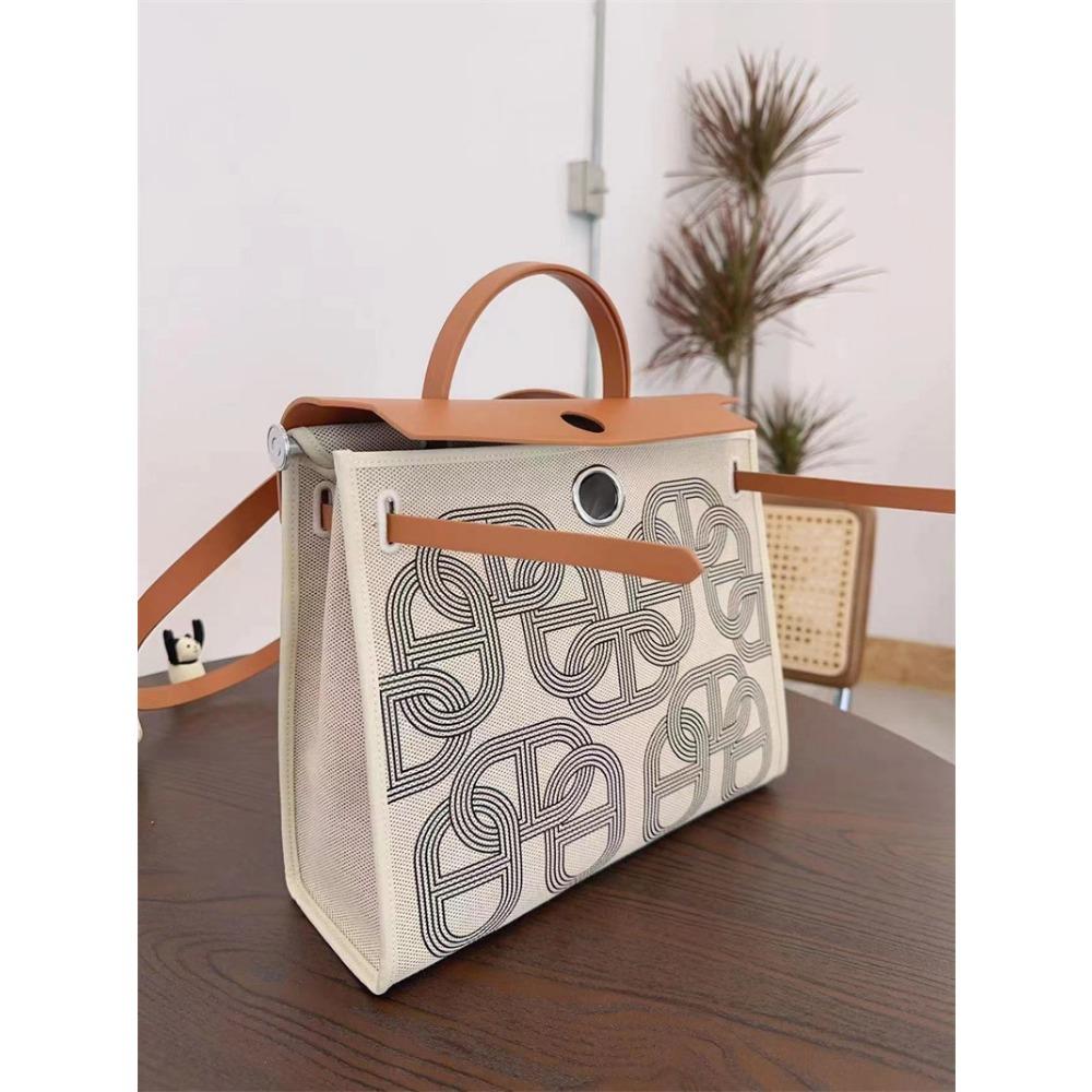 Nova bolsa de grande capacidade, couro de vaca genuíno com lona 31cm bolsa de ombro mensageiro portátil, bolsa grande moderna.