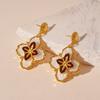 Luxury Flower Drop Earrings Lucky Metal Ear Drop Fashion Vintage Dangle Earrings  Women