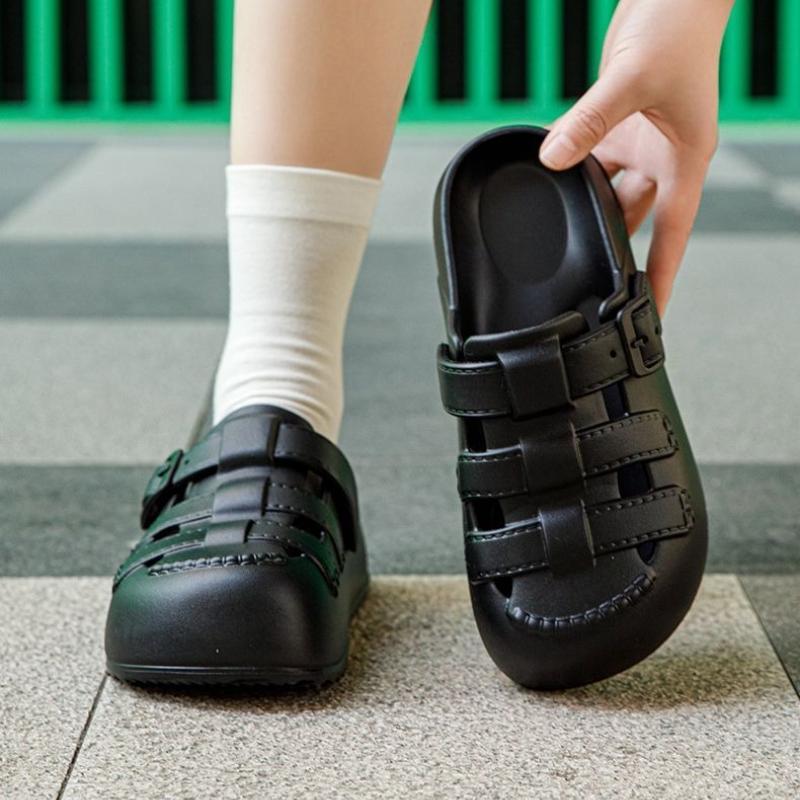 Hollow Height Slides Outside Thick Buckle Women's Slippers and Ladies Sandals Summer Footwear Original Cheap Liquidation Shoes